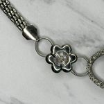 Rhinestone Heart Flower Chain Belt Y2K Silver Tone Metal Links OS ✨ Photo 6