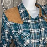 Bluecrush Plaid Long Sleeve Shirt with Corduroy Accents Blue Size L Photo 1