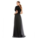 Mac Duggal Ruffle Layered Chiffon One Shoulder Gown Maxi Dress Size 4 Photo 2