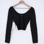 Lululemon  Align Long Sleeve Black Cropped V Neck Yoga Top Size 6 Photo 6