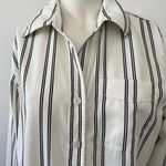 Ellen Tracy Black white Stripe button down long sleeve dress shirt blouse Photo 1