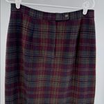 Liz Claiborne Burgundy green navy Plaid maxi Pencil Skirt wool blend 12 fall Photo 4