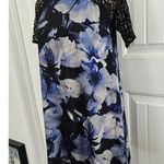 Lucky Brand  Denim Floral Lace Shift Dress Lace Sleeves Size S Photo 2