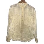 Free People  Butter Yellow Textured Plaid Women's‎ XS Button-Down Shirt Photo 3