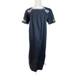 Vintage Hispanic maxi dress black Peru traditional embroidered cotton Size M Photo 3