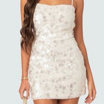 Edikted  Ibiza Sequin Minidress Size Large Cream White Photo 0