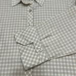 Appleseeds beige gingham button front tunic top long sleeve lightweight Large Tan Photo 2