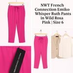 French Connection NWT Emiko Whisper Ruth Pants In Wild Rosa Sz 6 drawstring Photo 1