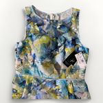 Adrianna Papell  Womens  Floral Printed Veiled‎ Fit & Flare Blue Dress Size 8 NWT Photo 8