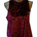 Arizona Jeans ARIZONA Burgundy Velour Mock Neck Sleeveless Blouse size XL Photo 0