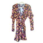 Topshop NEW  Rose Ruffled Long Sleeve Mini Wrap Dress Floral Spring Size 6 Photo 4