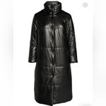 Open Edit  coat black long trench puffer pockets snap button down closure 4X NEW Photo 5