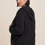 Torrid Black Waffle Zip Cardigan Hooded Sweater SZ 3 Grunge Goth Modest Dark Photo 1