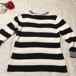 Jeanne pierre Black & White Light Weight Cable Knit Sweater L Photo 4