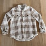 Wallflower Checkered Cream And Brown Button Down Jacket Size Large Photo 0