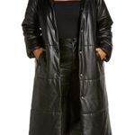 Open Edit  coat black long trench puffer pockets snap button down closure 4X NEW Photo 0