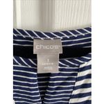 Chico's 3 Womens XL Navy Striped Top Stretch Tunic Casual Coastal Clean Girl Photo 2