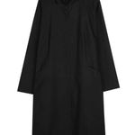 Eileen Fisher Channeled Rainwear Trench Long Line Jacket Coat Hooded Black M Photo 0