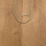 Nine West NWT Triple Layer Necklace Silver 3 Chains with Rhinestone Charm Photo 0