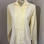 Diane Von Furstenberg  Butter Yellow Pintuck Button Down Shirt Size 10 Photo 0