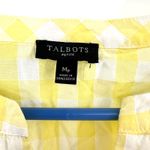 CAbi Talbots Size Medium Petite Blouse Yellow Plaid Cropped Cap Sleeve Cottagecore‎ Photo 2