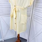 ZARA  Button Front Tie Waist Shirt‎ Dress Yellow XS Cap Sleeve Photo 7
