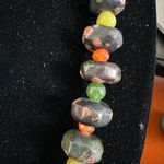 Artisan Unakite and Jade Beaded Necklace 19 Inch Polished Crystal Gemstone Photo 2