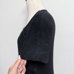 AS By DF Black Suede Leather Knit Back Short Sleeve Scoop Neck Top Medium Photo 8