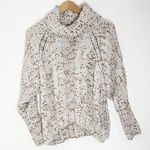 Moon & madison Women’s Confetti Cream Cowlneck Chenille Cable Knit Sweater XS Photo 0