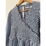 Frances Hart Maternity Ines Dress Blue Gingham Plaid Smocked Midi Dress Size XS Photo 6