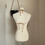 Spoon Jeans Sparkle Chainmail Tie Top, Size Medium Gold Photo 2