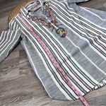 Soft Surroundings striped embroidered gauze cotton tunic blouse w/ pockets Photo 1
