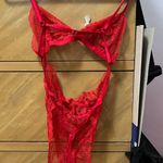 Victoria's Secret Victoria’s Secret Red Lace Strappy Bodysuit Photo 1