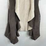 Au Lieu Soft Fuzzy Faux Fur lined Draped Vest Top Outerwear Small / Medium Gray Photo 3