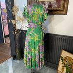 Current Air Sereia Botanical Motif Midi Dress Green Purple Floral - Sz S ๐งก๐ Photo 9