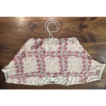 Language Lace Trim Floral Print Dolman Sleeve Top Shirt Boho Crochet Lightweight Gray Size XS Photo 1