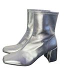 A New Day Pippa Metallic Silver Block Heel Ankle Boots Size 11 Stretch Cosplay Photo 6