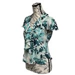 Kasper  Floral Ruffle Blouse Women’s 4P Button-Up Sheer Top Cottagecore Coastal Photo 2