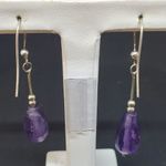 Sterling Silver Amethyst Dangling Earrings Purple Photo 5
