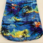 Vintage Hawaiian Tropical Print Vacation Mini Dress Swim Coverup Size Small Blue Photo 2