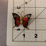 Vintage Thin Colorful Glittery Butterfly Brooch Gold Photo 7
