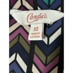 Candie's Candie’s Women's Chevron Purple Teal Ruffled Button Front Long Sleeve Size XS Photo 2