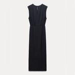 ZARA  MIDI Dress With Front Tie in Navy Blue Size XS Photo 5