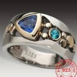 S925 Sterling Silver Light Luxury Retro Zirconia Ring Size 9 Photo 2