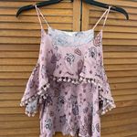 Aeropostale Purple Floral Ruffled Sleeve Autumn Top Sz Small Photo 0