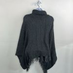 Bisou Bisou  Knit Sweater Poncho Turtleneck Gray one size oversized Photo 1