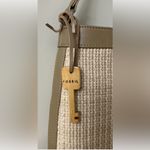 Fossil  Woven Shoulder Bag - Purse with Wooden Key Charm - Pastel Plaid Lining Photo 1