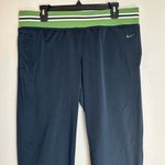 Nike Cropped Low Rise Stretch Pants with Drawstring NWT Size Large Black Green Photo 1