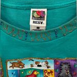 Handmade Teal Dog Pet Graphic T-Shirt Appliqué Glitter Large L Photo 3