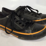 Harley Davidson black low top canvas sneakers black orange women's size 7.5 Photo 0